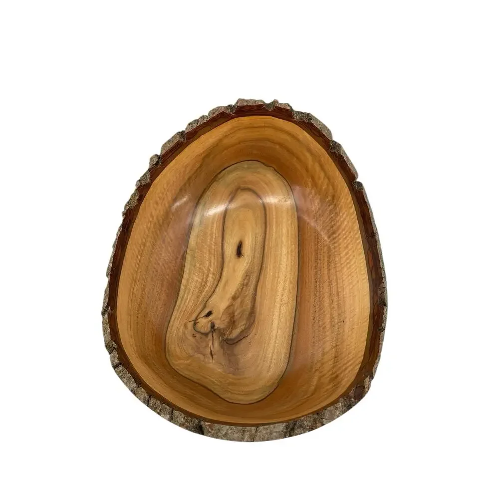 Hand Carved English Walnut Live Edge Bowl Signed Carl Ruhle